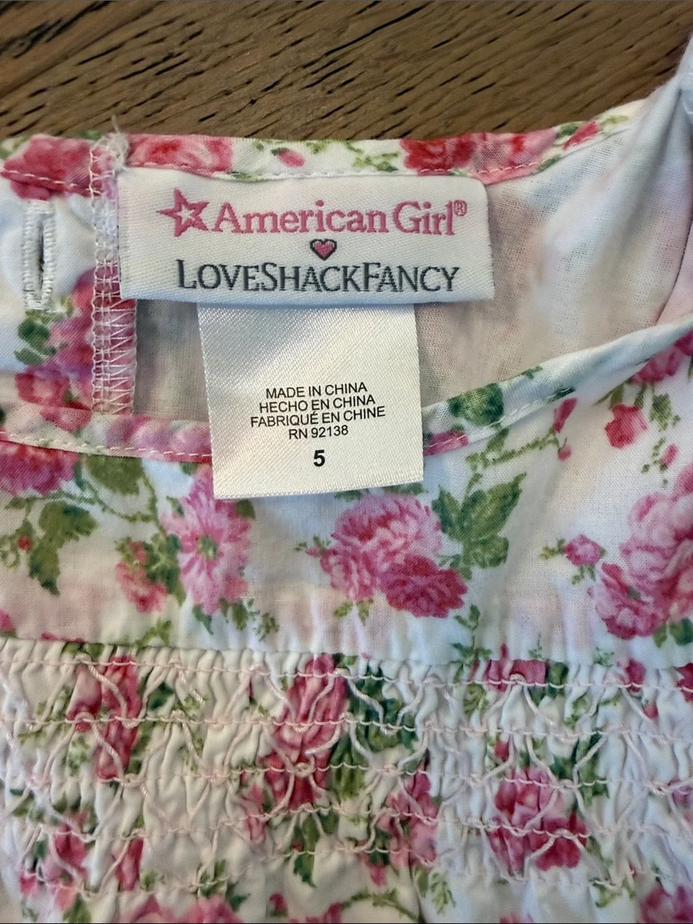LoveShackFancy White and Pink Floral Tiered Dress for Girls